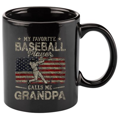 My Favorite Baseball Player Calls Me Grandpa FatherS Day 11oz C Handle Ceramic Mug