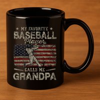 My Favorite Baseball Player Calls Me Grandpa FatherS Day 11oz C Handle Ceramic Mug