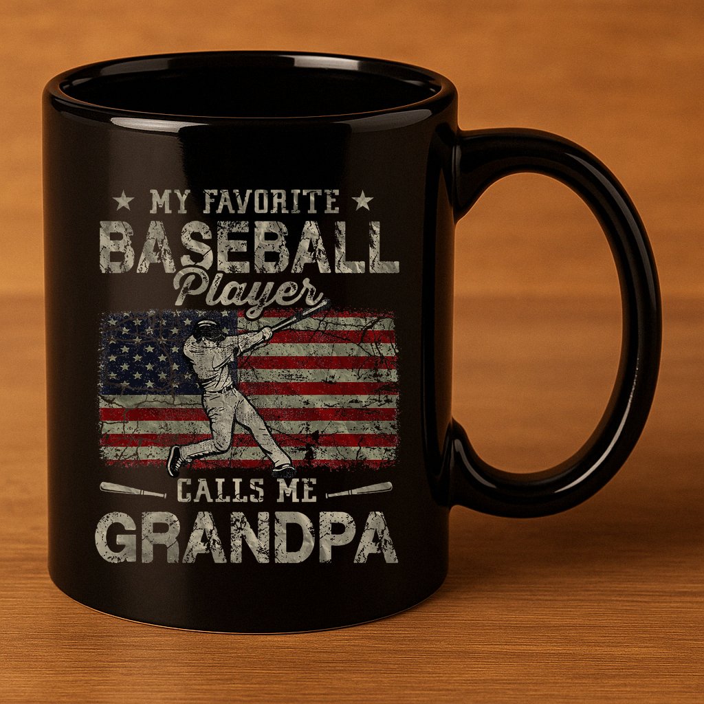 My Favorite Baseball Player Calls Me Grandpa FatherS Day 11oz C Handle Ceramic Mug
