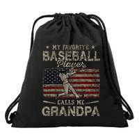 My Favorite Baseball Player Calls Me Grandpa FatherS Day Drawstring Bag