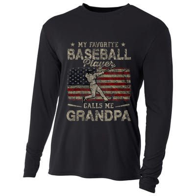 My Favorite Baseball Player Calls Me Grandpa FatherS Day Cooling Performance Long Sleeve Crew