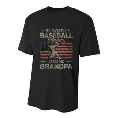 My Favorite Baseball Player Calls Me Grandpa FatherS Day Youth Performance Sprint T-Shirt
