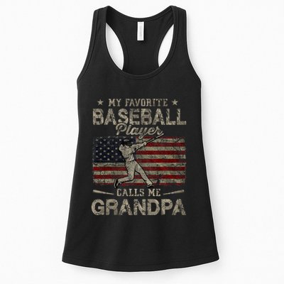 My Favorite Baseball Player Calls Me Grandpa FatherS Day Womens Tank Top