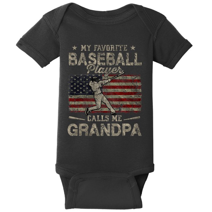 My Favorite Baseball Player Calls Me Grandpa FatherS Day Baby Bodysuit