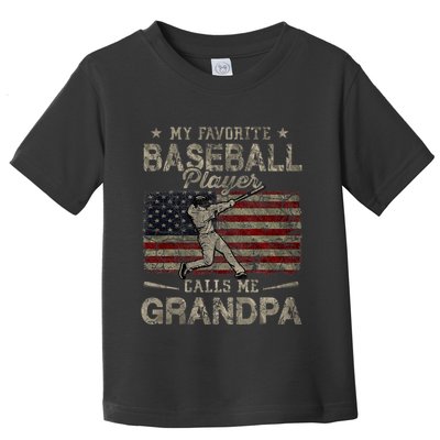 My Favorite Baseball Player Calls Me Grandpa FatherS Day Toddler T-Shirt