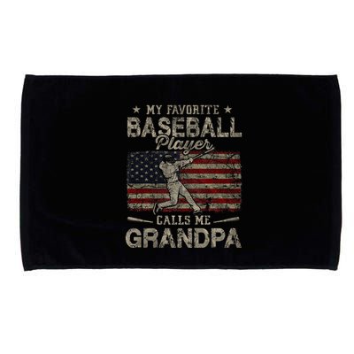 My Favorite Baseball Player Calls Me Grandpa FatherS Day Microfiber Hand Towel