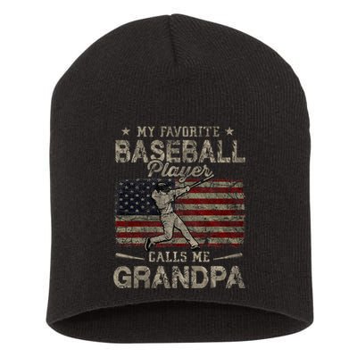 My Favorite Baseball Player Calls Me Grandpa FatherS Day Short Acrylic Beanie