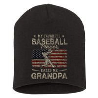 My Favorite Baseball Player Calls Me Grandpa FatherS Day Short Acrylic Beanie