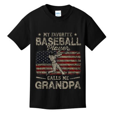 My Favorite Baseball Player Calls Me Grandpa FatherS Day Kids T-Shirt