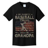 My Favorite Baseball Player Calls Me Grandpa FatherS Day Kids T-Shirt