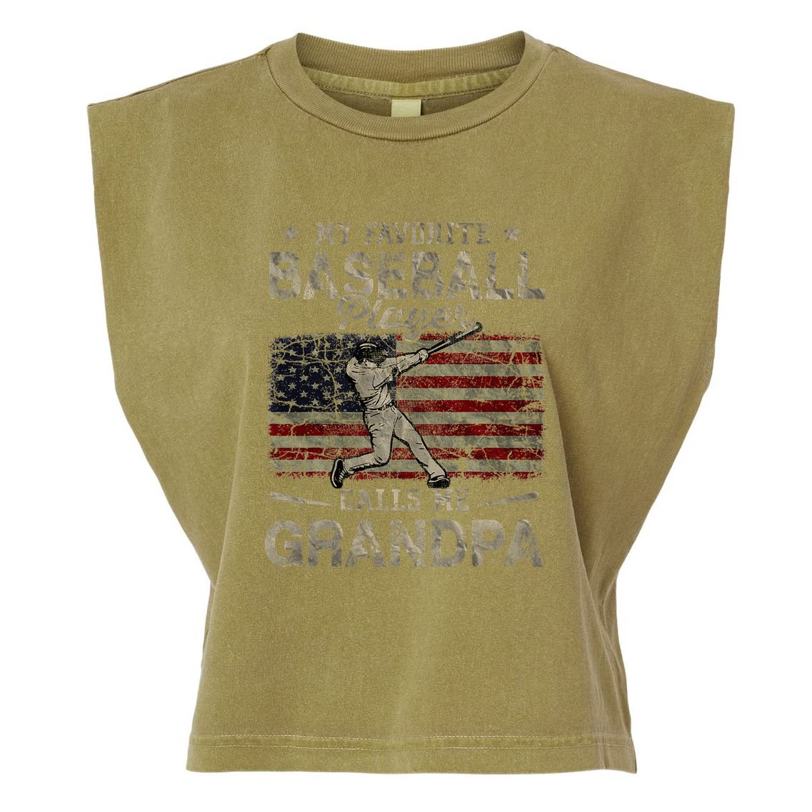 My Favorite Baseball Player Calls Me Grandpa FatherS Day Garment-Dyed Women's Muscle Tee