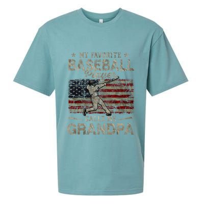 My Favorite Baseball Player Calls Me Grandpa FatherS Day Sueded Cloud Jersey T-Shirt