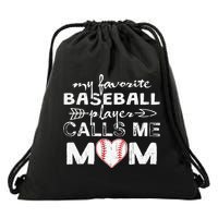 My Favorite Baseball Player Calls Me Mom Mothers Day Drawstring Bag