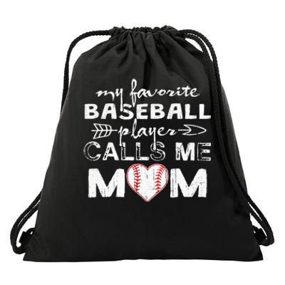 My Favorite Baseball Player Calls Me Mom Mothers Day Drawstring Bag