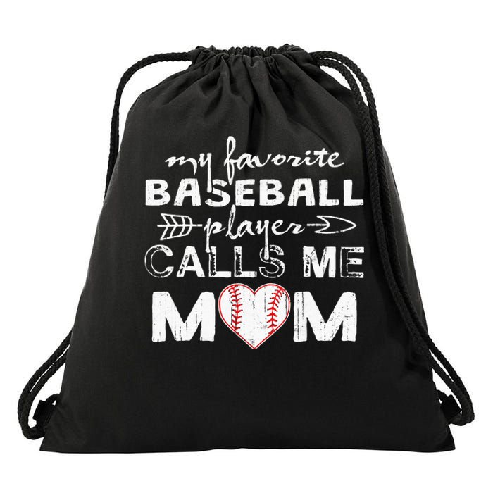 My Favorite Baseball Player Calls Me Mom Mothers Day Drawstring Bag