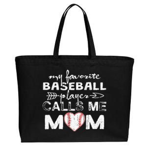 My Favorite Baseball Player Calls Me Mom Mothers Day Cotton Canvas Jumbo Tote