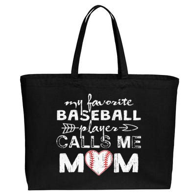 My Favorite Baseball Player Calls Me Mom Mothers Day Cotton Canvas Jumbo Tote