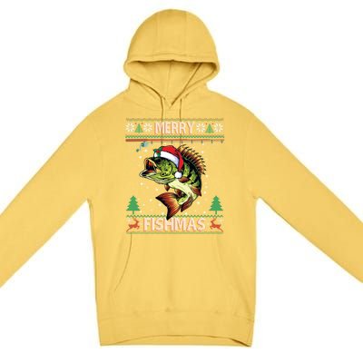 Merry Fishmas Bass Fish Fishing Christmas Ugly Sweater Xmas Gift Premium Pullover Hoodie