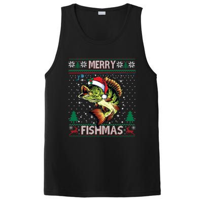 Merry Fishmas Bass Fish Fishing Christmas Ugly Sweater Xmas Gift PosiCharge Competitor Tank