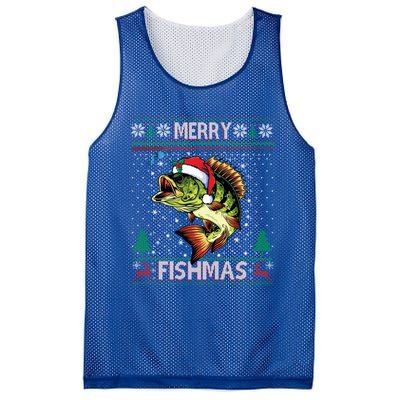 Merry Fishmas Bass Fish Fishing Christmas Ugly Sweater Xmas Gift Mesh Reversible Basketball Jersey Tank