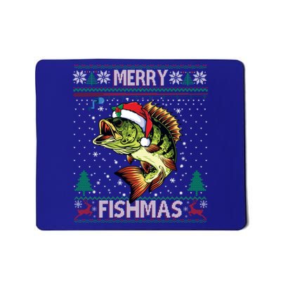 Merry Fishmas Bass Fish Fishing Christmas Ugly Sweater Xmas Gift Mousepad