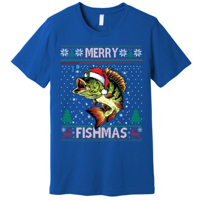 Merry Fishmas Bass Fish Fishing Christmas Ugly Sweater Xmas Gift Premium T-Shirt