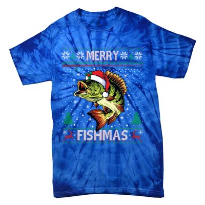 Merry Fishmas Bass Fish Fishing Christmas Ugly Sweater Xmas Gift Tie-Dye T-Shirt