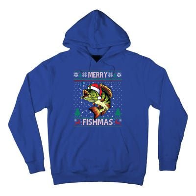 Merry Fishmas Bass Fish Fishing Christmas Ugly Sweater Xmas Gift Tall Hoodie