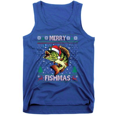 Merry Fishmas Bass Fish Fishing Christmas Ugly Sweater Xmas Gift Tank Top