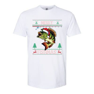 Merry Fishmas Bass Fish Fishing Christmas Ugly Sweater Xmas Gift Softstyle CVC T-Shirt