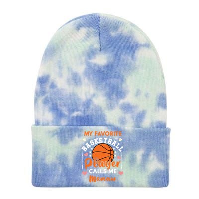 My Favorite Basketball Player Calls Me Mamaw Ball Mom Gift Tie Dye 12in Knit Beanie