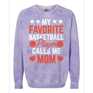 My Favorite Basketball Player Calls Me Mom Match Team Coach Gift Colorblast Crewneck Sweatshirt