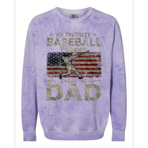 My Favorite Baseball Player Calls Me Dad FatherS Day Colorblast Crewneck Sweatshirt