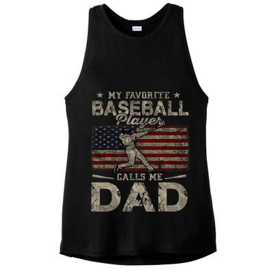 My Favorite Baseball Player Calls Me Dad FatherS Day Ladies PosiCharge Tri-Blend Wicking Tank