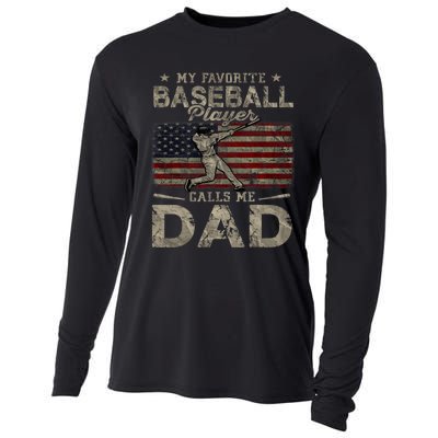 My Favorite Baseball Player Calls Me Dad FatherS Day Cooling Performance Long Sleeve Crew