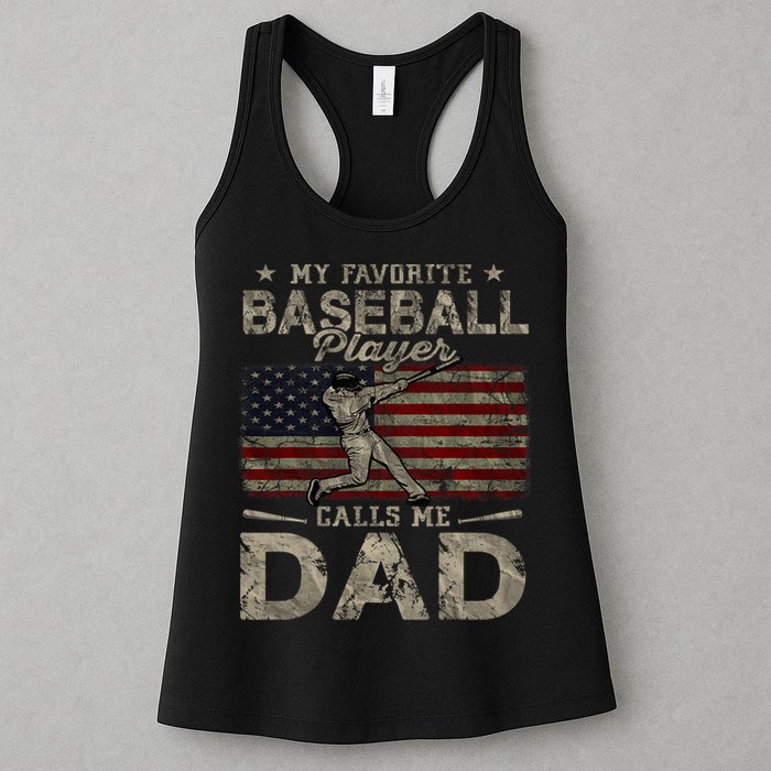 My Favorite Baseball Player Calls Me Dad FatherS Day Womens Tank Top