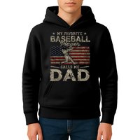 My Favorite Baseball Player Calls Me Dad FatherS Day Kids Hoodie