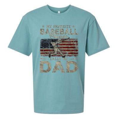 My Favorite Baseball Player Calls Me Dad FatherS Day Sueded Cloud Jersey T-Shirt