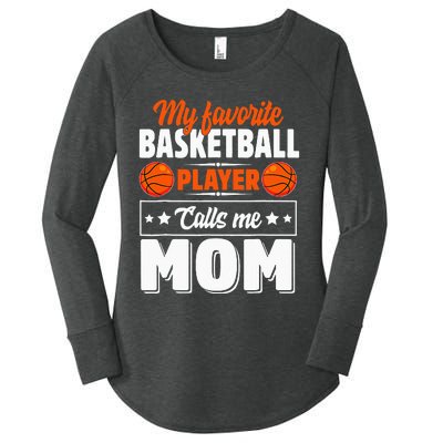 My Favorite Basketball Player Calls Me Mom For Mother's Day Women's Perfect Tri Tunic Long Sleeve Shirt