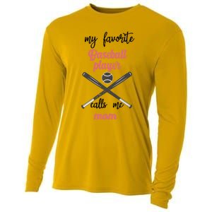 My Favorite Baseball Player Calls Me Mom Great Gift Tball Mom Great Gift Cooling Performance Long Sleeve Crew