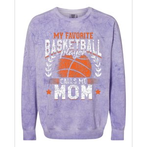 My Favorite Basketball Player Calls Me Mom Basketball Colorblast Crewneck Sweatshirt