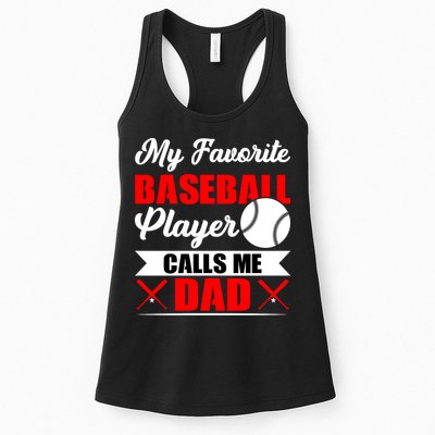 My Favorite Baseball Player Calls Me Dad Funny Baseball Dad Womens Tank Top