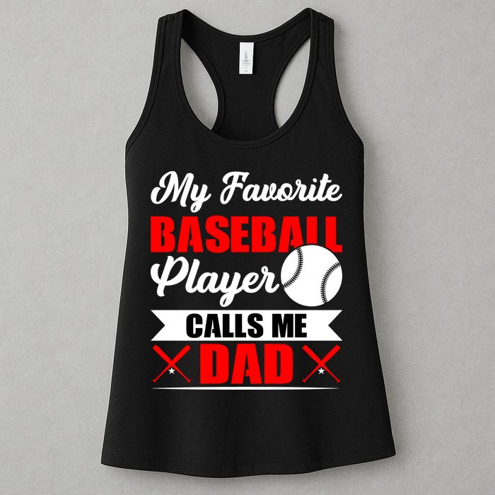 My Favorite Baseball Player Calls Me Dad Funny Baseball Dad Womens Tank Top