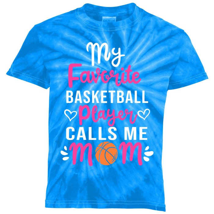 My Favorite Basketball Player Calls Me Mom Mothers Day Cute Gift Kids Tie-Dye T-Shirt