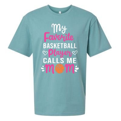 My Favorite Basketball Player Calls Me Mom Mothers Day Cute Gift Sueded Cloud Jersey T-Shirt