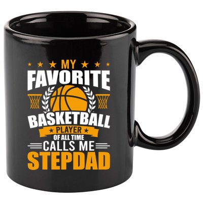 My Favorite Basketball Player Calls Me Stepdad Gift 11oz C Handle Ceramic Mug