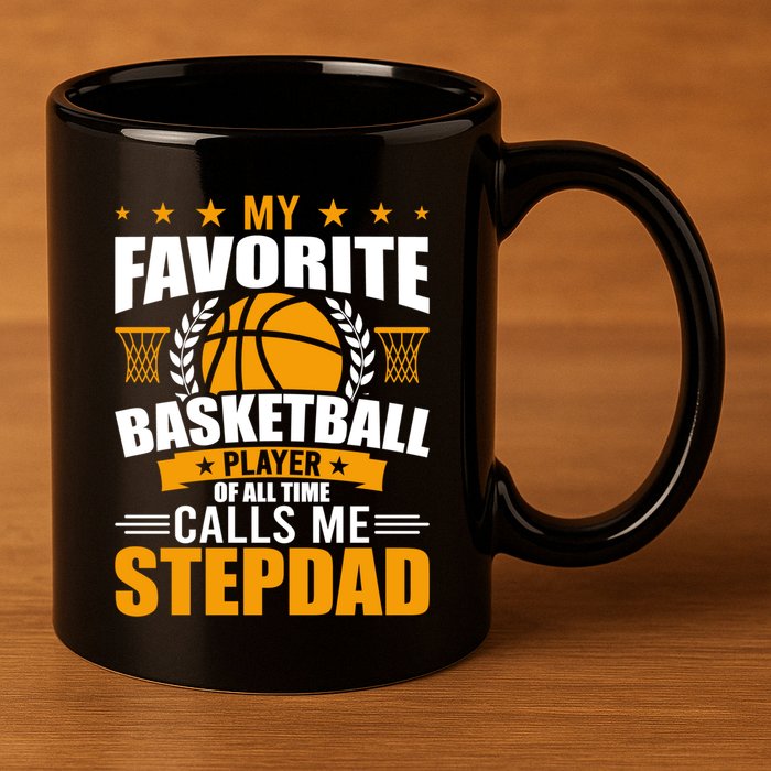My Favorite Basketball Player Calls Me Stepdad Gift 11oz C Handle Ceramic Mug