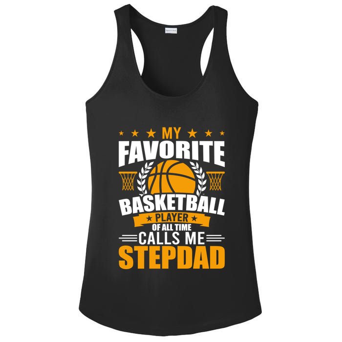 My Favorite Basketball Player Calls Me Stepdad Gift Ladies PosiCharge Competitor Racerback Tank