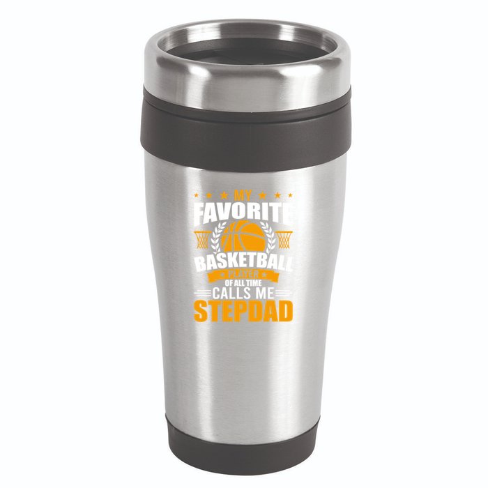 My Favorite Basketball Player Calls Me Stepdad Gift 16oz Travel Tumbler