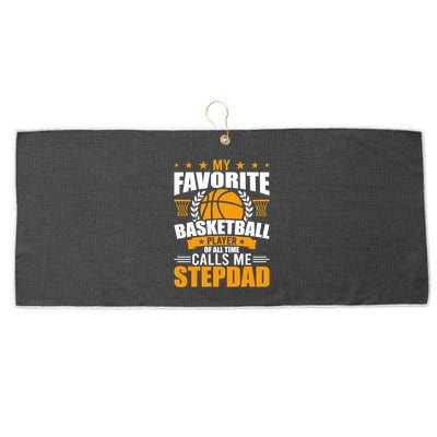 My Favorite Basketball Player Calls Me Stepdad Gift Large Microfiber Waffle Golf Towel